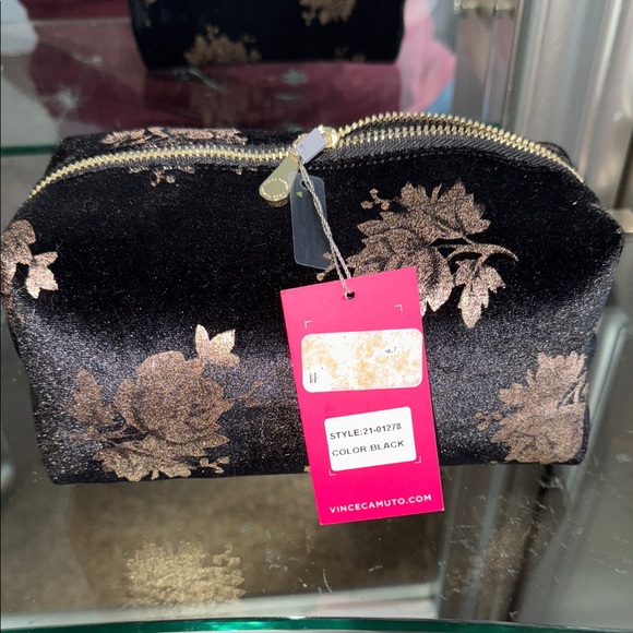 Vince Camuto Handbags - Vince Camuto Black and Gold Floral Pouch
